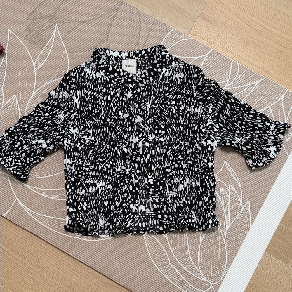 Maeve Black and White Patterned Top
